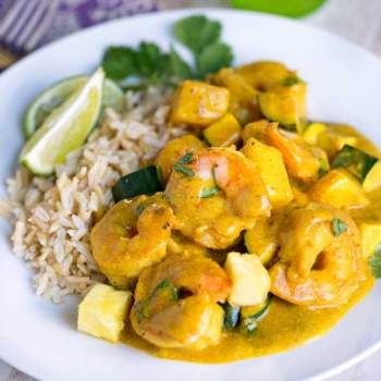 Thai Yellow Curry Shrimp with Pineapple 